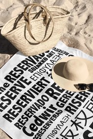 Stewehome Πετσέτα παραλίας από βαμβάκι με τυπωμένη τυπογραφία Λευκό