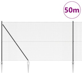 vidaXL Welded Wire Fence με 13 Σπαγγοφράκτες Γκρι 1.5x50 μ Ατσάλι