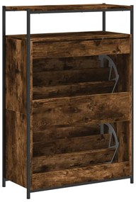 vidaXL Παπουτσοθήκη Καπνιστή Δρυς 75x34x112 εκ. από Επεξεργ. Ξύλο