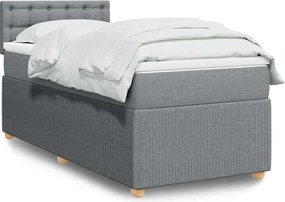 vidaXL Κρεβάτι Boxspring με Στρώμα Ανοιχτό Γκρι 90x200 εκ. Υφασμάτινο