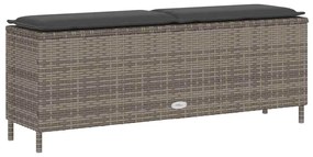 vidaXL Πάγκος κήπου με μαξιλάρι γκρι 110x30x40,5 cm Poly Rattan
