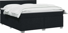 vidaXL Κρεβάτι Box Spring με Στρώμα και LED Μαύρο 180 x 200 cm Ύφασμα