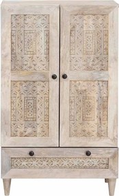 vidaXL Highboard Λευκό 60 x 33 x 100 εκ. Μασίφ ξύλο μάνγκο