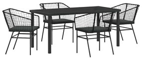 vidaXL Σέτ φαγητού για κήπο 5 pcs Μαύρο συνθετικό ρατάν
