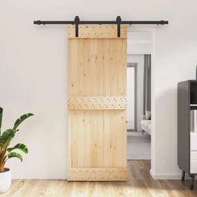 vidaXL Συρόμενη Πόρτα Φυσικό και Μαύρο 80 x 210 cm
