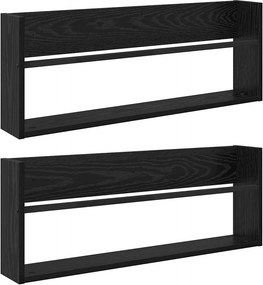 vidaXL Ράφι Περιοδικών με ράφι 2 pcs Μαύρη Οξυά 80 x 12 x 30 εκ