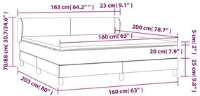 vidaXL Κρεβάτι Boxspring με Στρώμα Taupe 160x200 εκ. Υφασμάτινο