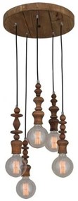 Φωτιστικό κρεμαστό MELODY AGED ξύλινο HL-041R-5P Homelighting-77-2738-Φυσικό 77-2738