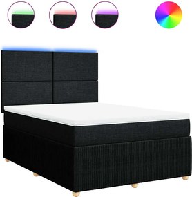 vidaXL Κρεβάτι Boxspring με Στρώμα Μαύρο 140x200 εκ. Υφασμάτινο