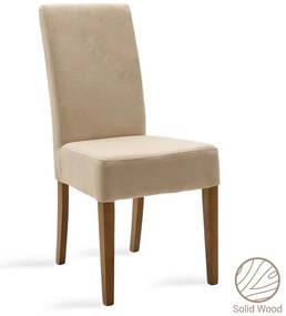 047-000037 Καρέκλα Ditta pakoworld ύφασμα εκρού-πόδι μασίφ ξύλο καρυδί FABRIC - SOLID WOOD BEECH ECRU - WALNUT, 2 Τεμάχια