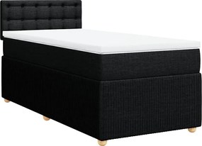 vidaXL Κρεβάτι Boxspring με Στρώμα Μαύρο 80 x 200 εκ. Υφασμάτινο