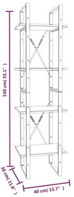 Βιβλιοθήκη με 4 Ράφια Γκρι Sonoma 40x30x140 εκ. Επεξεργ. Ξύλο - Γκρι