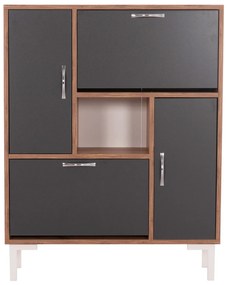 ΠΑΠΟΥΤΣΟΘΗΚΗ MEDY HM18187.02 ΜΕΛΑΜΙΝΗ ΣΕ ΦΥΣΙΚΟ &amp;amp; ΑΝΘΡΑΚΙ-ΜΑΥΡΑ ΠΟΔΙΑ 85x30x108.5Υεκ - 0615378 - HM18187.02