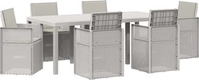 vidaXL Σέτ φαγητού για κήπο 7 pcs Λευκό και Ανοιχτό Γκρι PP