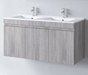 Πάγκος μπάνιου με Διπλό Νιπτήρα OMEGA 120 Grey Oak 120x46x60 εκ.