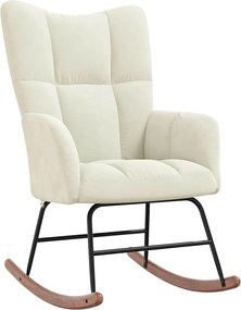 vidaXL Κουνιστή Πολυθρόνα Κρεμ Βελούδινη