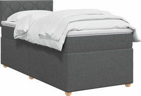 vidaXL Κρεβάτι box spring με στρώμα Σκούρο Γκρι 100 x 200 cm Ύφασμα