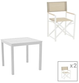 Intrahome Τραπεζαρία Kliton - Mabu σετ 3τεμ Intrahome αλουμίνιο σε λευκή απόχρωση 80x80x74εκ | SKU: INTRAPA-311111800