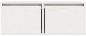 vidaXL Ντουλάπια Τοίχου 2 τεμ. Λευκά 45x30x35 εκ από Μασίφ Ξύλο Πεύκου