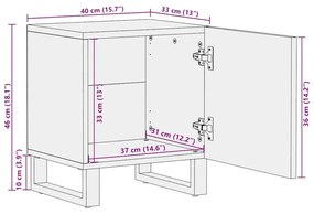 Κομοδίνο Μαύρο 40 x 33 x 46 εκ. από Μασίφ Ξύλο Μάνγκο - Μαύρο