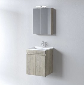 Martin Omega 50 Beige Oak - Πάγκος με Νιπτήρα &amp; Καθρέπτη