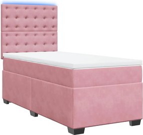 vidaXL Κρεβάτι Boxspring με Στρώμα Ροζ 100x200 εκ. Βελούδινο