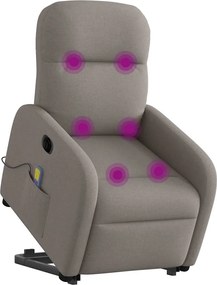 vidaXL Πολυθρόνα Μασάζ Ηλεκτρική Ανακλ.Taupe Υφασμάτινη