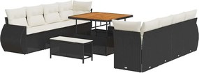 vidaXL Σετ Καναπέ Κήπου με αποθήκευση 11 pcs Μαύρο Πολυ ράταν