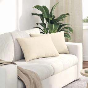 Μαξιλάρι Καναπέ 2 pcs Κρεμ 60 x 40 cm Υφασμάτινο Κορντουρά