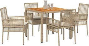 vidaXL Σέτ φαγητού για κήπο 5 pcs Μπεζ συνθετικό ρατάν