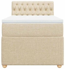 vidaXL Κρεβάτι Boxspring με Στρώμα Κρεμ 90x200 εκ.Υφασμάτινο