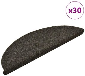 Πατάκια Σκαλιών Αυτοκόλλητα 30 τεμ. Ανθρακί Ημίκυκλα 56x17x3 εκ.