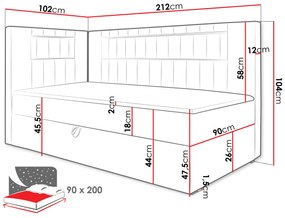 Καναπές κρεβάτι Junior Gold III-Petrol-100 x 200-Aristera