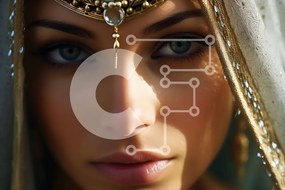 Intra Συλλεκτικό Ξύλινο Παζλ Plywood 4mm - Όμορφο πορτρέτο μιας παραδοσιακής Ινδής γυναίκας Σε Ξύλινο Κουτί - Διαστάσεις Puzzle: 10x10 cm – 25 κομμάτια