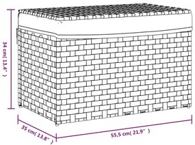 Καλάθι Πλυντηρίου με Καπάκι 55,5 x 35 x 34 εκ. από Συνθ. Ρατάν - Καφέ