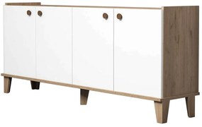 Μπουφές Sumer 566BMS2602 180x41x77,8cm Oak-White Μοριοσανίδα, Μελαμίνη