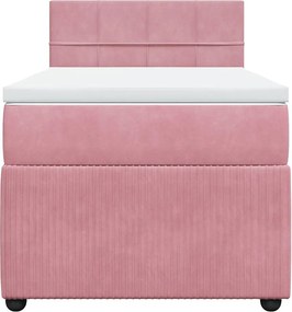 vidaXL Κρεβάτι Boxspring με Στρώμα Ροζ 100x200 εκ. Βελούδινο