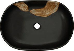 vidaXL Νιπτήρας Οβάλ Μαύρος 59x40x14 εκ. Κεραμικός