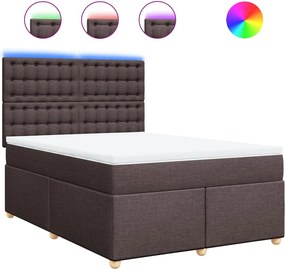 vidaXL Κρεβάτι Boxspring με Στρώμα Σκούρο Καφέ 140x190 εκ. Υφασμάτινο