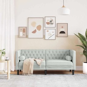 vidaXL Καναπές Chesterfield Ανοιχτό γκρι 174 x 74.5 x 70.5 εκ. Βελούδο