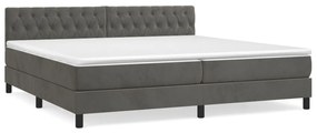 vidaXL Κρεβάτι Boxspring με Στρώμα Σκούρο Γκρι 200x200 εκ. Βελούδινο