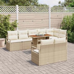vidaXL Σετ Καναπέ Κήπου με αποθήκευση 9 pcs Μπεζ Πολυ ράταν