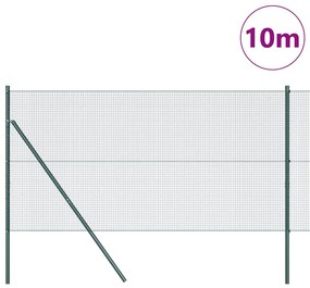 vidaXL Φράκτης με Στυλό Πράσινο 10 x 1 μ