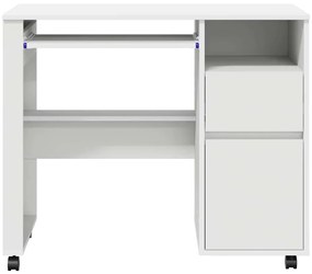 vidaXL Γραφείο με Ρόδες Λευκό 91 x 50 x 77 εκ. Επεξεργασμένο ξύλο