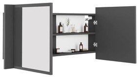 vidaXL Ντουλάπι Μπάνιου με Καθρέφτη και Φωτισμό LED Γκρι Ακρυλικός