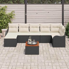 vidaXL Σετ Καναπέ Κήπου 8 pcs Μαύρος, λευκός