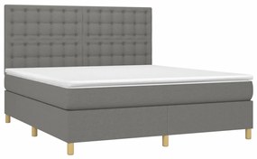 ΚΡΕΒΑΤΙ BOXSPRING ΜΕ ΣΤΡΩΜΑ &amp; LED ΣΚ.ΓΚΡΙ 180X200 ΕΚ ΥΦΑΣΜΑΤΙΝΟ 3135774