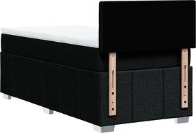 vidaXL Κρεβάτι Boxspring με Στρώμα Μαύρο 90x200 εκ. Υφασμάτινο