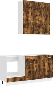 vidaXL Μονάδα κουζίνας LYON 5 pcs Καπνισμένο Ξύλο Δρυός