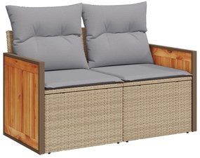 vidaXL 9 Piece Garden Sofa Set with Cushions Beige Poly Rattan Acacia